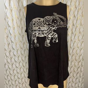 {Justice} Black Tank Top with Elephant - Size 18 (XL)
